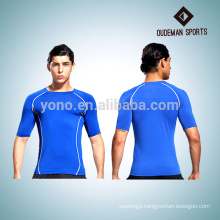 Man's short sleeve good elastic compression shirts for gym wear